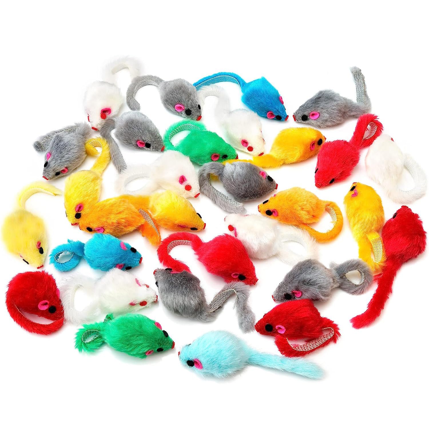 Maiguangta 12PCS Cat Mouse Toys,Faux Fur Cat Mice Toys with Plastic Body, Interactive Catnip Toys for Indoor Cats,Perfect for Kittens, Cats, and Puppies!…