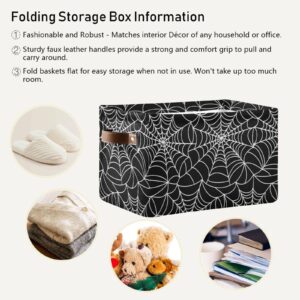 Halloween Spiderweb Large Storage Basket Cube Storage Bin Canvas Fabric Organizer Handles Collapsible Decorative for Clothes Toys Bedroom