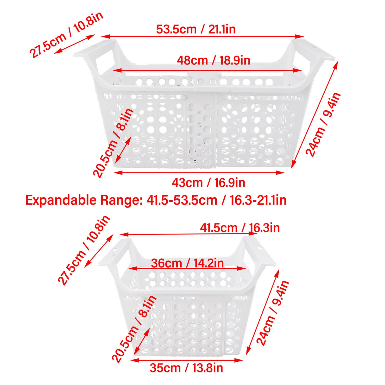 TOPINCN Freezer Storage Organizer Baskets with Handle PP Chest Freezer Basket Expandable Deep Freezer Organizer Bin Heavy Load Chest Freezer Accessory for Kitchen (L)