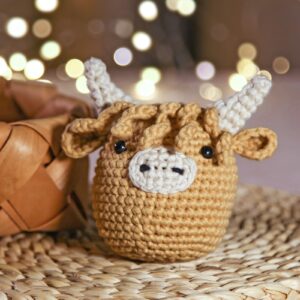 Crochet Kit for Beginners: Highland Cow Crochet Kit, Learn to Crochet, Include Easy Knitting Soft Yarn, Step-by-Step Video Tutorial, Hook, Holiday Birthday Gift for Adults and Kids(30%+ Yarn)