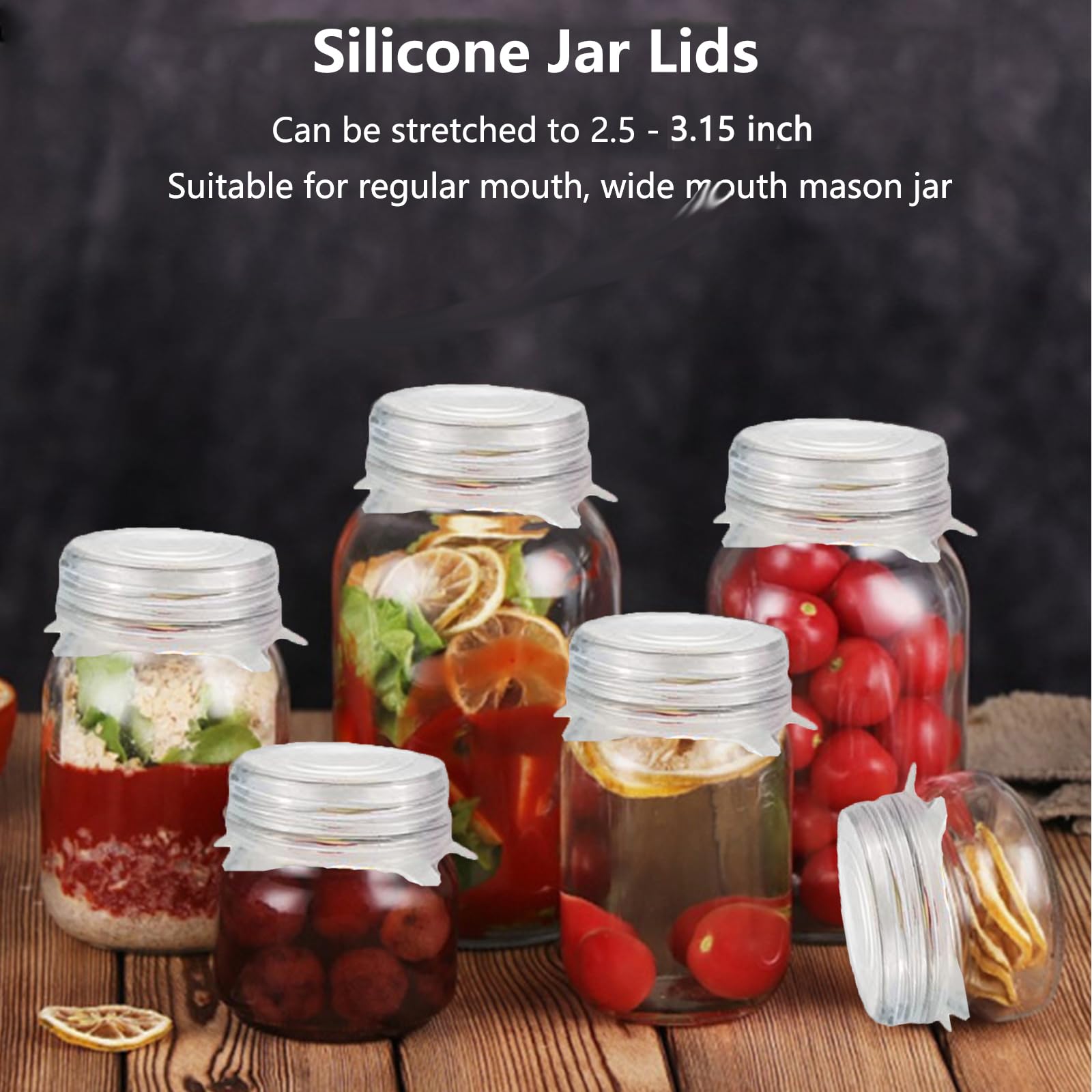 10 Pack Silicone Stretch Lids, Reusable Silicone Lids for Mason Jar(Stretched to 3.15inch), Silicone Container Lids Food Covers for Regular and Wide Mouth Mason Jar, Cans, Pot