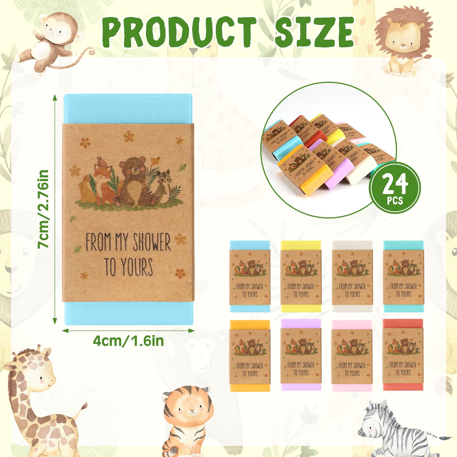 Dimsile 24 Set Baby Shower Soap Favors for Guests Mini Scented Soaps Bulk Baby Shower Gifts Party Souvenirs(Woodland)