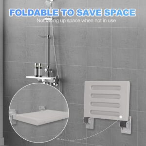 Shower Seat Wall Mount, Foldable Shower Chair Wall Mounted Load 400 Lbs Thicken Safety Folding Shower Seat for Inside Shower, Shower Bench Stool Wall Mounted for Adults Seniors