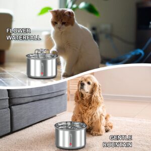 Cat Water Fountain Stainless Steel : 2.5L/85oz Pet Fountain Water Bowl with Strengthen The Filter Element Dog Drinking Dispenser Cat Feeding & Watering Supplies Animal Metal Kitty Spout for Cats