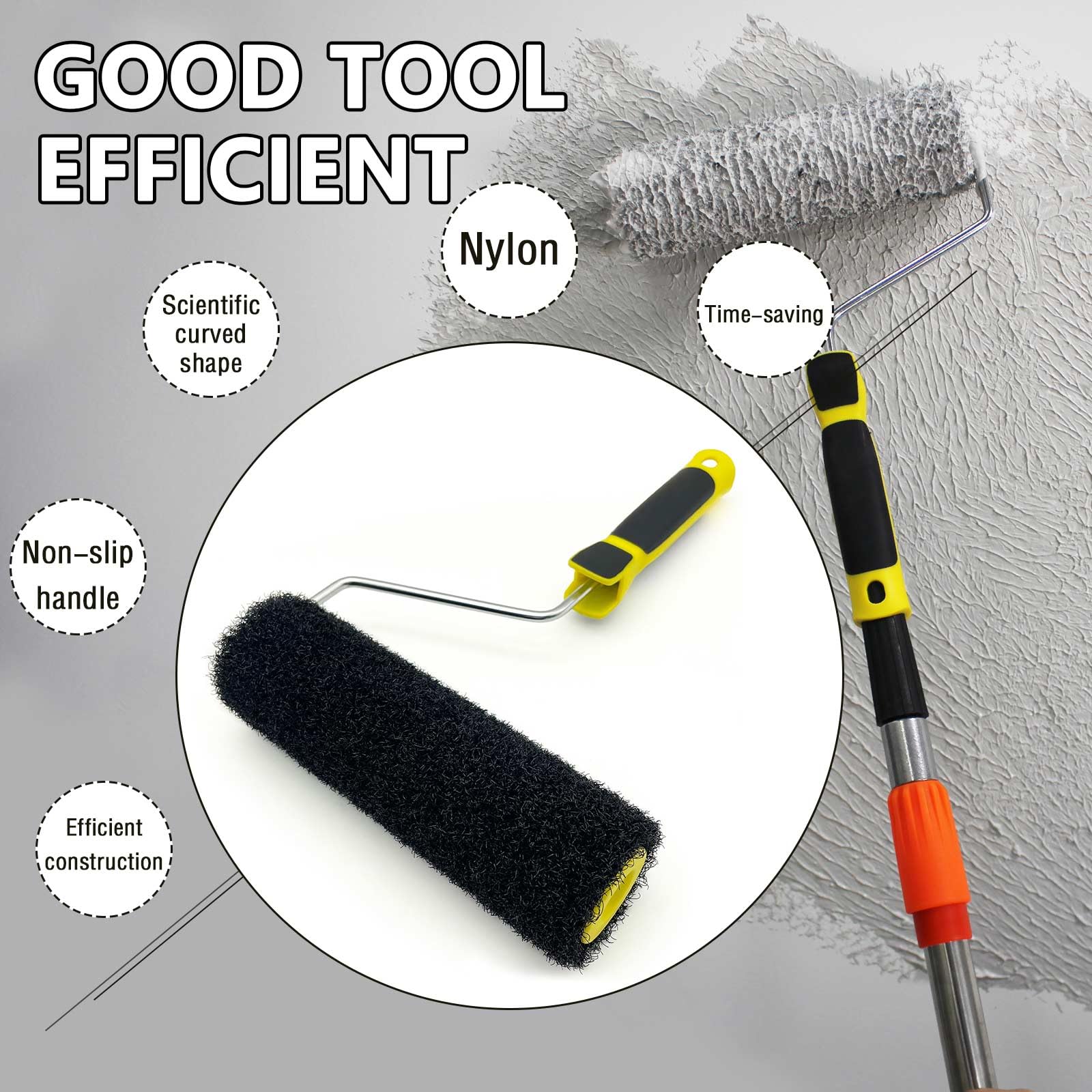 XWADJCD 9 Inch Drywall Compound Roller, Drywall Texture Roller Brush, Suitable for Covering Wall and Ceiling Surfaces