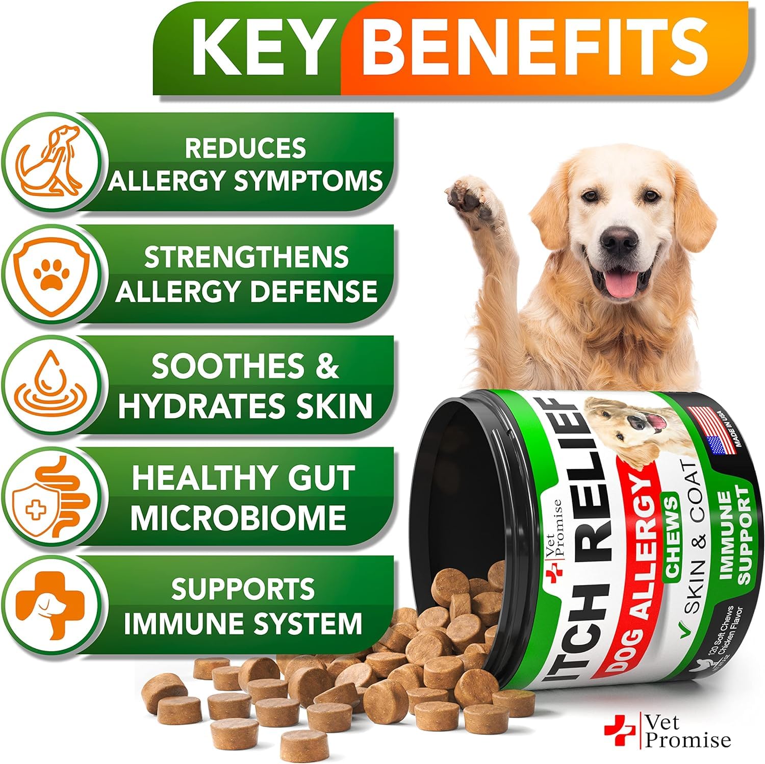 (2 Pack) Dog Allergy Chews - Itch Relief for Dogs - Dog Allergy Relief - Anti Itch for Dogs - Dog Itchy Skin - Dog Allergy Support - Immune Health Supplement - Made in USA - 240 Treats