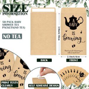 Chivertion 50 Sets Tea Party Baby Shower Decorations Include 50 a Baby Is Brewing Tea Bags 50 Thank You Cards and Organza Bags Baby Shower Favor Thank You Gifts for Guests, No Tea(Eucalyptus Leaf)