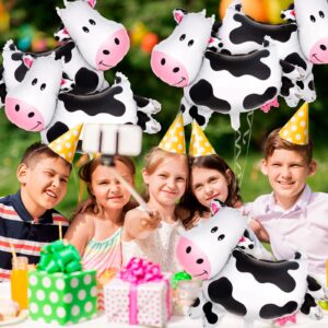 6 Pcs Cow Balloons,Cow Shape Mylar Foil Balloon,Cow Print Balloons Farm Animal Balloons for Birthday Party Baby Shower Farm Animal Theme Party Decorations Supplies