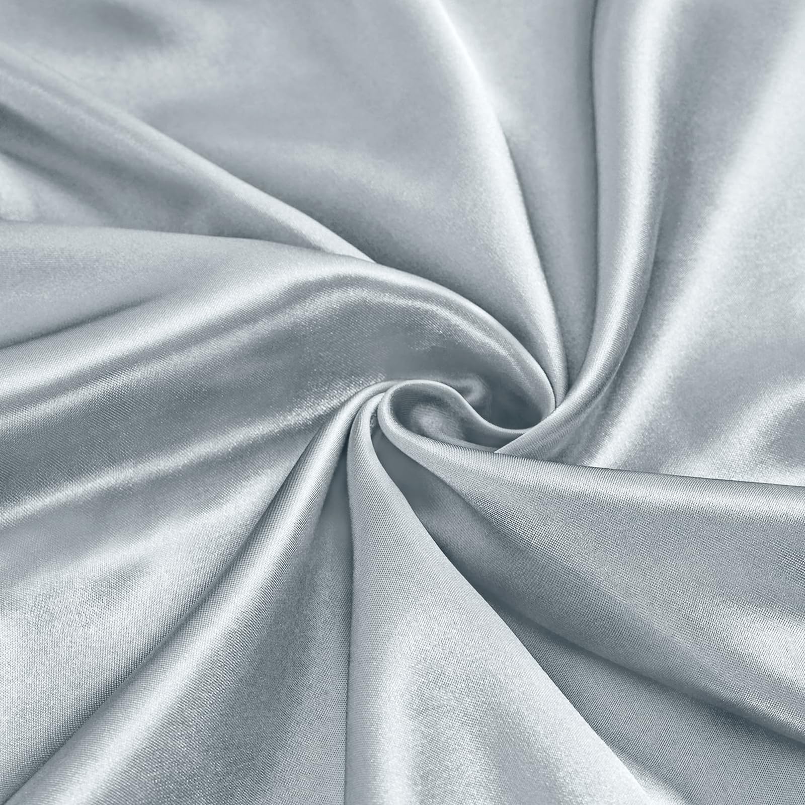 Ersmak Silver Satin Fabric by The Yard, 60" Wide Shiny & Soft Charmeuse Silky Satin Fabric for DIY Craft, Wedding Decorations, Sewing, 1 Yard