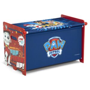 delta children paw patrol toy box toy box with retractable fabric top, blue