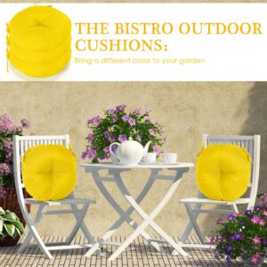 Tinideya 8 Set Outdoor Chair Cushions 15 Inch Round Seat Cushions Waterproof Chair Cushions with Ties for Bistro Patio Garden Furniture(Yellow)