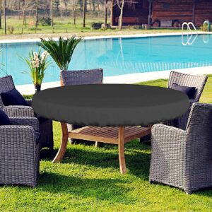 ZUDKSUY Patio Furniture Covers 48 x 4 600D Outdoor Garden Round Table Top Cover Fits Round Patio Furniture Up to 46" - 48" in Diameter Black Patio Round Table Cover