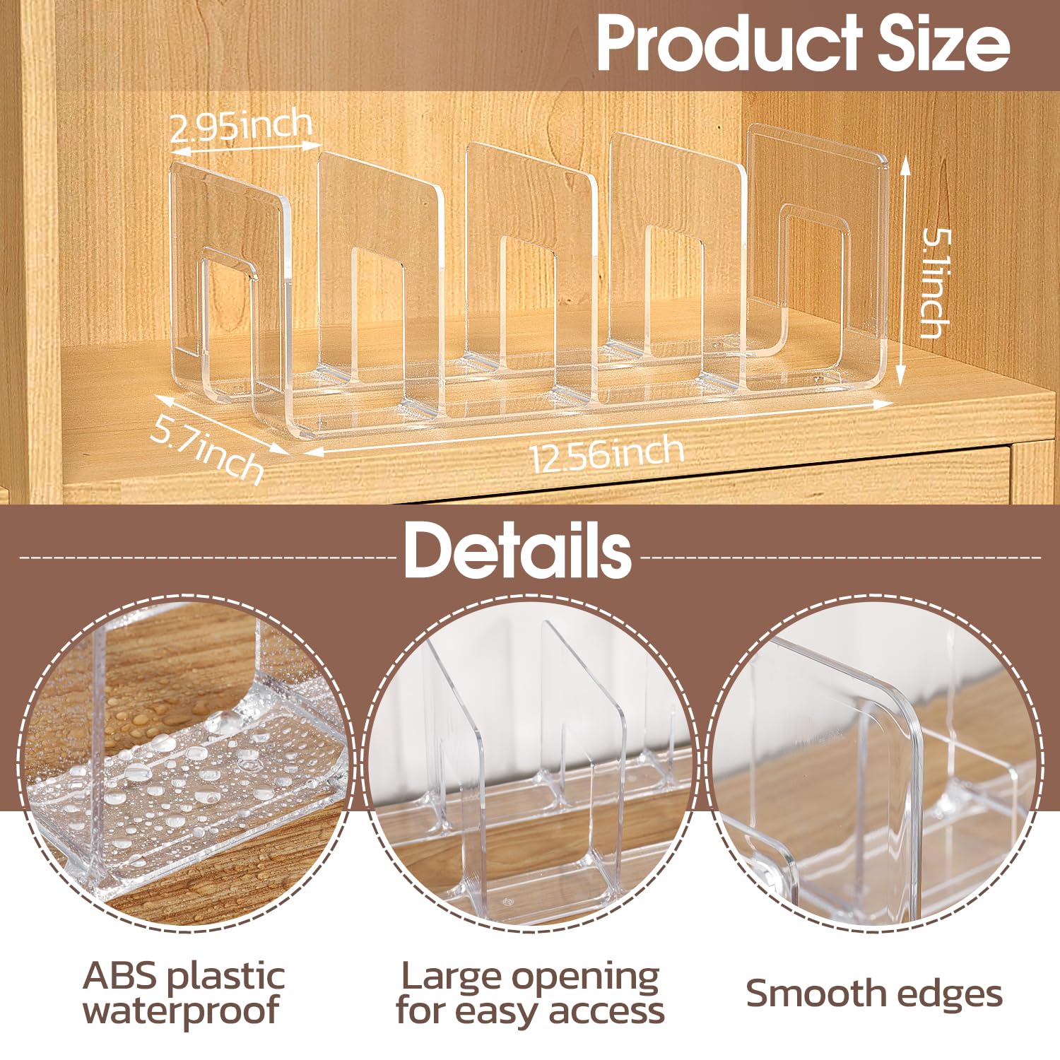 2pcs Clear Plastic Purse Handbag Organizer 4 Sections Bag Closet Shelf Divider Purse Display Stand Handbag Storage Organizer Clear Desk File Sorter Stand Holder Bookshelf (2)