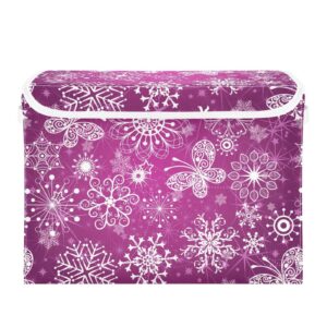 dalawu containers baskets with lids christmas purple snowflake fabric foldable storage bins organizer with lid collapsible storage boxes for home bedroom closet office