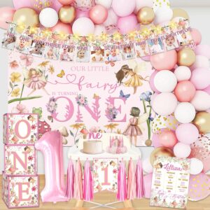 yingoto 120pcs my fairy first birthday decorations set, fairy themed party decorations, fairy party supplies for girls baby shower, first one year old birthday decorations girls