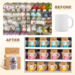 Kosiz 36 Pcs Mug Boxes Sublimation Mugs Gift Bags Christmas Mug Box Gift Box with Window Mug Boxes for Shipping Selling Gift Packaging Box for Mugs Gift Wrapping, Brown(for 11oz Mug)