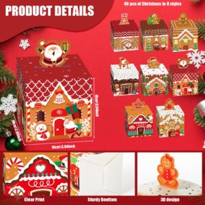 Ziliny 48 Pcs Christmas Gift Boxes 3D Cookie Gift Boxes Cardboard Treat Boxes Party Favors Gift Wrap Boxes for Xmas Party Supplies Christmas Tree Decoration Holiday Party (Gingerbread Style)