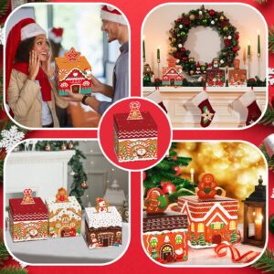 Ziliny 48 Pcs Christmas Gift Boxes 3D Cookie Gift Boxes Cardboard Treat Boxes Party Favors Gift Wrap Boxes for Xmas Party Supplies Christmas Tree Decoration Holiday Party (Gingerbread Style)