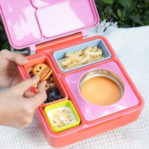 Viotiin Silicone Dips Containers Compatible with OmieBox, 4 Pack Salad Dressing Container To Go for Most Bento Lunch Box, Small Snack Condiment Container with Lids for kids