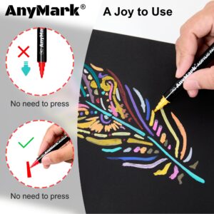 AnyMark 24 Colors Acrylic Paint Markers, Dual Tip Premium Acrylic Paint Pens for Stone, Wood, Calligraphy, Canvas, Ceramic, Metal, Glass, Rock Painting, DIY Crafts