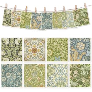 anydesign 8 packs vintage floral swedish dishcloths blue green flower kitchen dish towel reusable washable cotton kitchen towels for home party cleaning housewarming, 7 x 8 inch