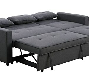 TUTB 80'' L-Shape Convertible Sleeper Sectional Sofa with Pull-Out Recliner and Bed, Side Pocket, Linen Corner 3 Person Couch for Home Furniture, Living Room, Apartment, Dorm, Dark Gray, 80