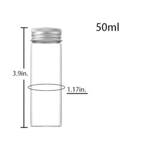 BKMAMLAB 50ml Glass vials 30pcs,With aluminum screw cap30pcs Clear Glass Bottles