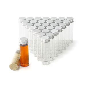 bkmamlab 50ml glass vials 30pcs,with aluminum screw cap30pcs clear glass bottles