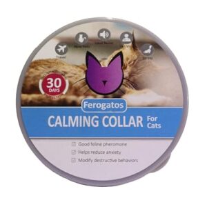 Adjustable Collar with Powerfull pheromones for Cats, relieves Anxiety, Brings Calm and Reduces Stress in Your pet for 30 Days, 1 Unit FEROGATOS