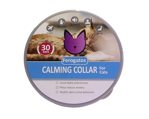 Adjustable Collar with Powerfull pheromones for Cats, relieves Anxiety, Brings Calm and Reduces Stress in Your pet for 30 Days, 1 Unit FEROGATOS