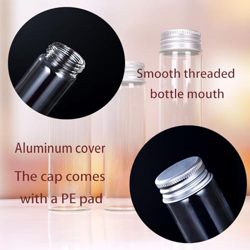 BKMAMLAB 50ml Glass vials 30pcs,With aluminum screw cap30pcs Clear Glass Bottles