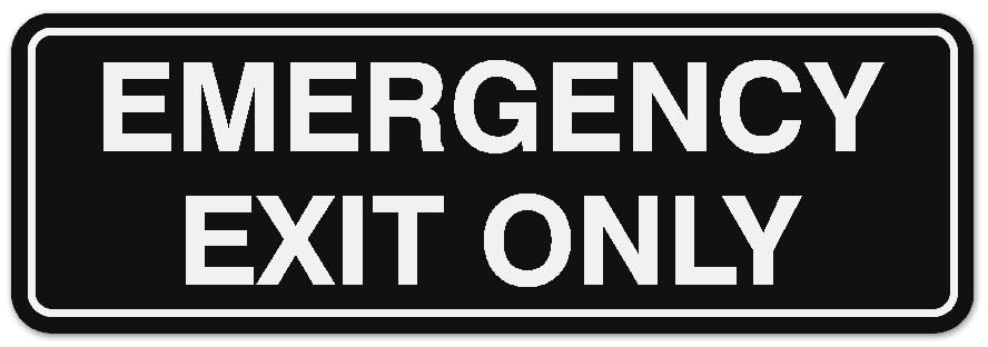 Signs ByLITA Standard Emergency Exit Only Sign - Easy Installation | Durable Wall or Door Sign (Black) - Large