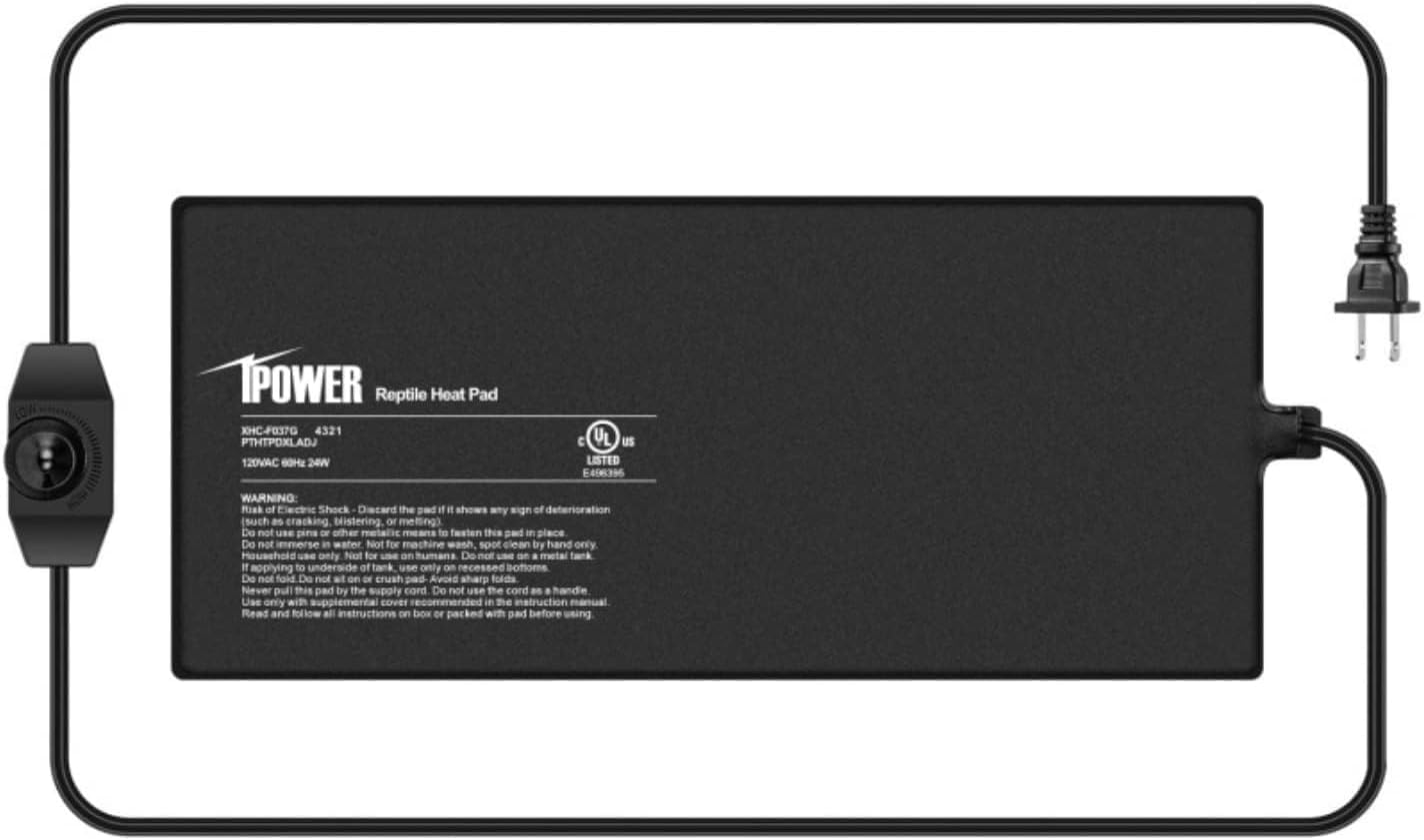 iPower 8 by 18-Inch 24 Watts Reptile Heating Mat with Temperature Controller Under Tank Warmer Terrarium Heat Pad for Reptiles and Amphibians, Black