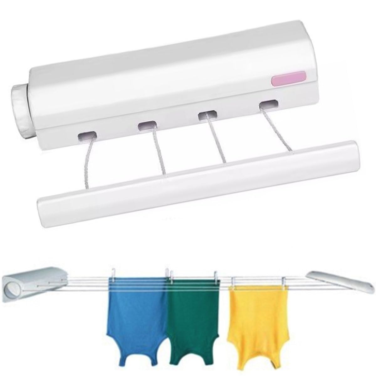 Retractable Folding Clothesline, Drying Rack Telescopic Retractable Clothesline, Indoor Drying Rope Hanger 4 Lines or 5 Lines, Drying Rope Hanger (Size : Fourth line)