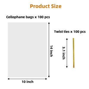 Morepack Cellophane Bags 10x14 Inches Clear Cellophane Treat Bags 100Pieces Cellophane Gift Bags