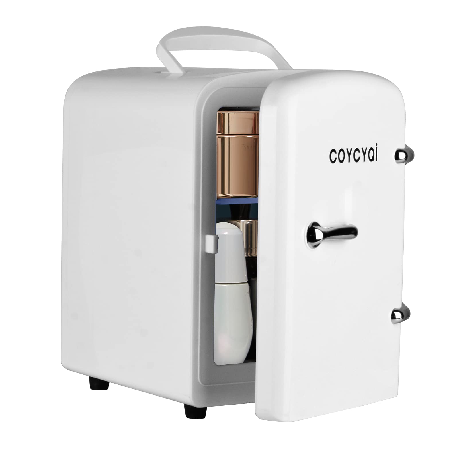 COYCYQI Mini Fridge for Skincare, 4L/6 Can Small Personal Beauty Cooler and Warmer, Portable USB Refrigerator for Bedroom, Makeup, Beverage, Home, Ravel (Pearl White)