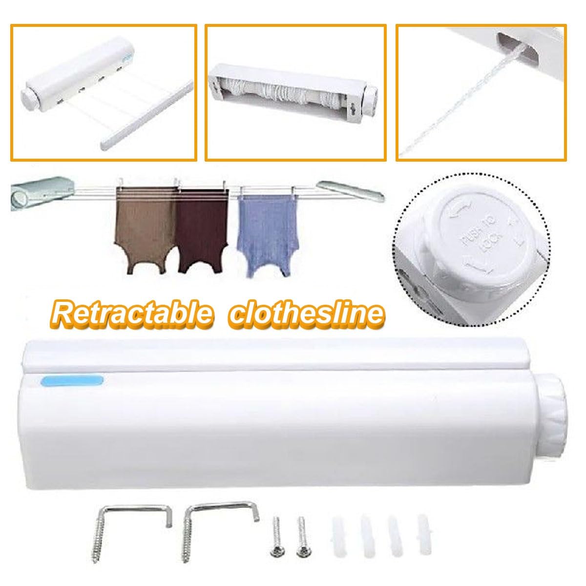 Retractable Folding Clothesline, Drying Rack Telescopic Retractable Clothesline, Indoor Drying Rope Hanger 4 Lines or 5 Lines, Drying Rope Hanger (Size : Fourth line)