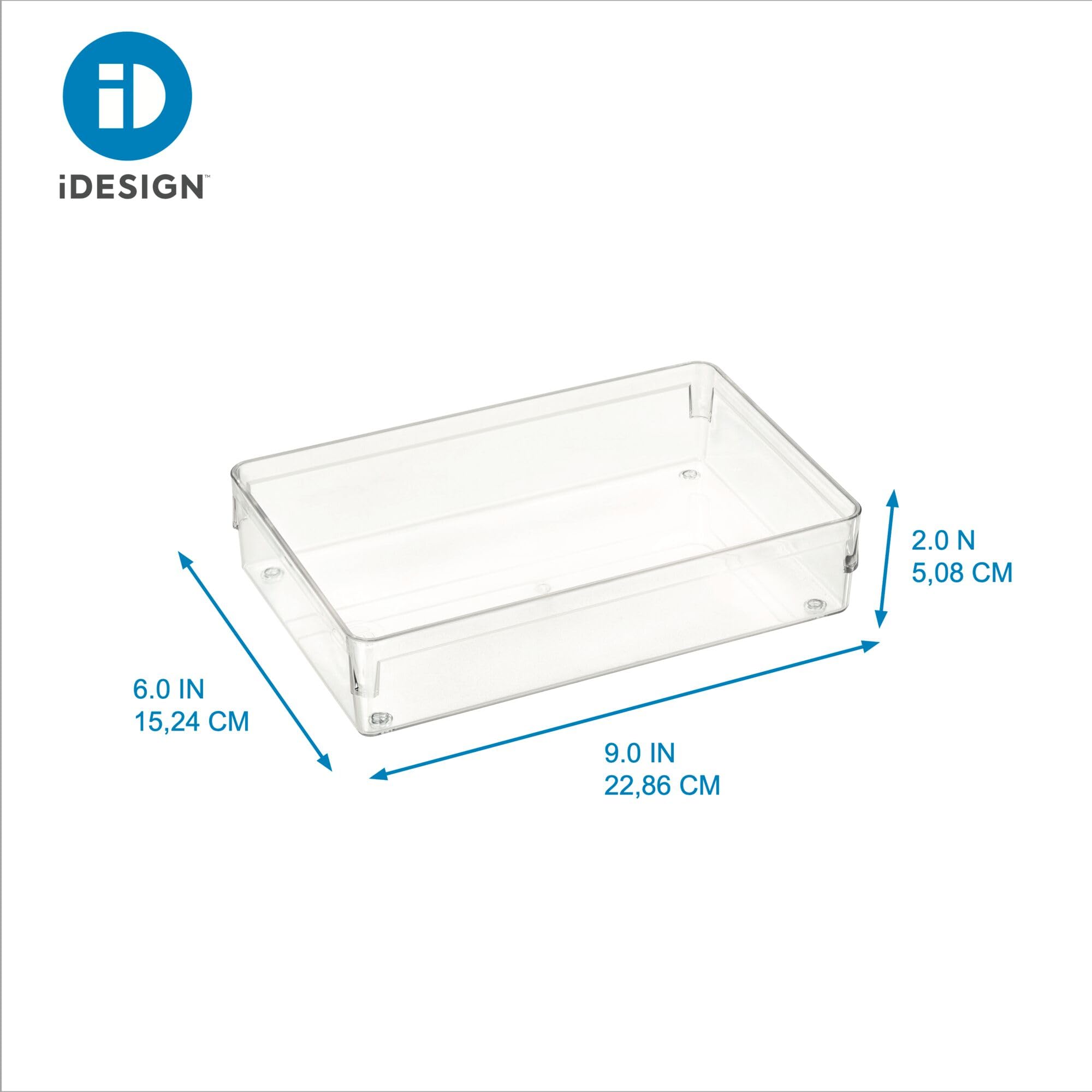 iDesign Recycled Plastic Drawer Organizer Solution – 6” x 9” x 2", Clear Bin