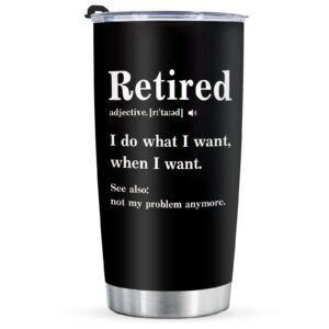 shqiueos funny retirement gifts for women men 20 oz retired tumbler, happy retirement gifts, best retirement gift idea, farewell gifts for coworkers, friends, boss, teacher stainless steel cup