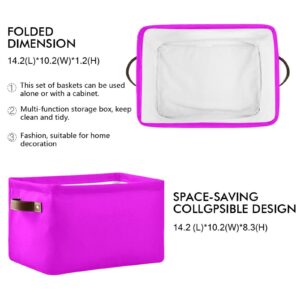 Storage Basket Fuchsia Purple Red Fabric Storage Organizer Box Bin for Shelf Closet Nursery Laundry, Large Collapsible Cube Baskets with Handles 2 Pack