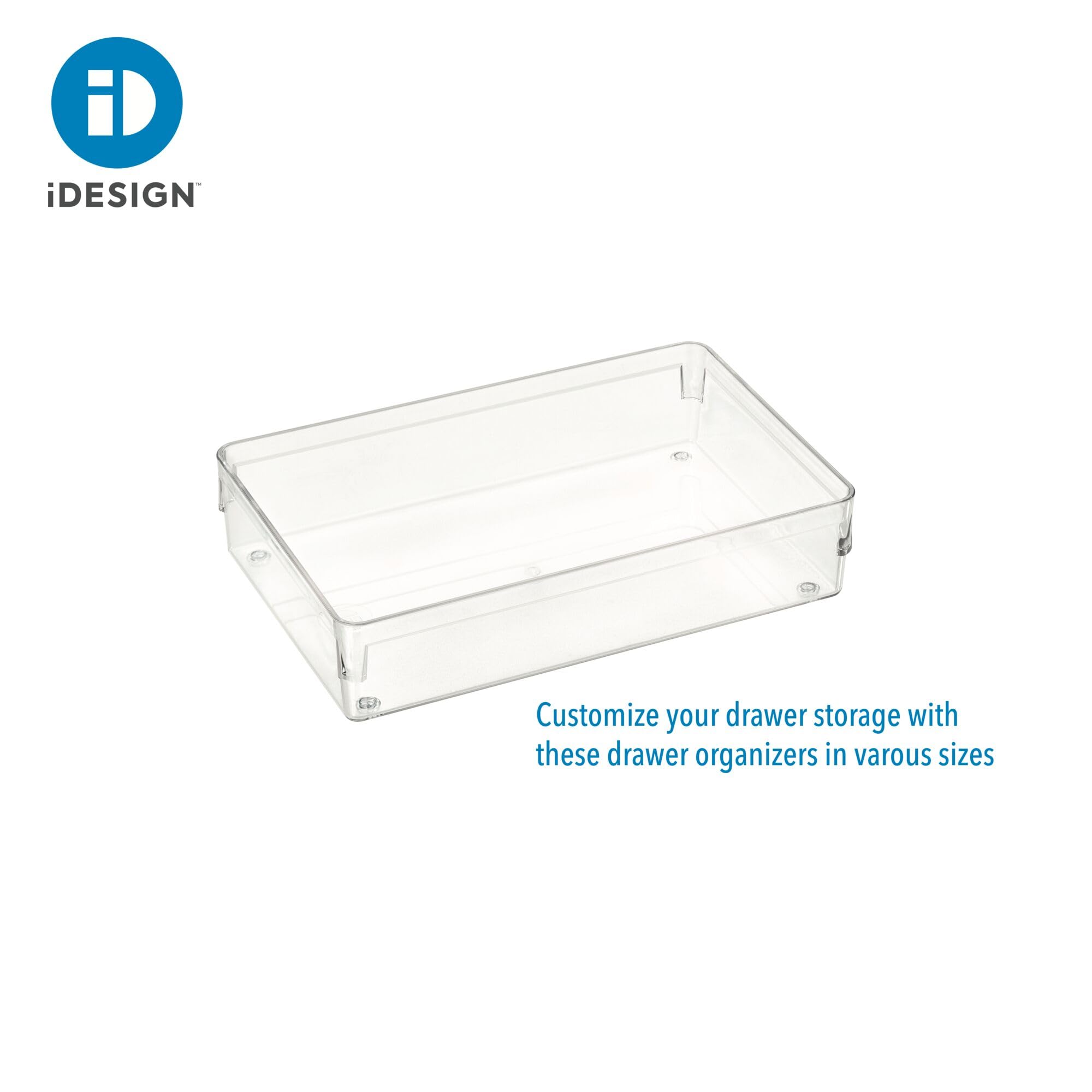 iDesign Recycled Plastic Drawer Organizer Solution – 6” x 9” x 2", Clear Bin