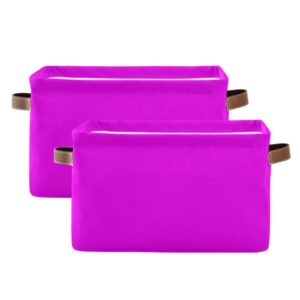 storage basket fuchsia purple red fabric storage organizer box bin for shelf closet nursery laundry, large collapsible cube baskets with handles 2 pack