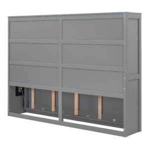 Harper & Bright Designs Full Size Murphy Bed Wall Bed Space-Saving for Multipurpose Guest Room Bedroom or Home Office, Gray