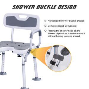 Shower Chair for Inside Shower,Cut Out Shower Bench Wide Handicap Shower Bench for Elderly and Disabled,Bath Seat Stool with Arms and Back,Heavy Duty 330lbs Bathroom Chair for Seniors for Shower Stall