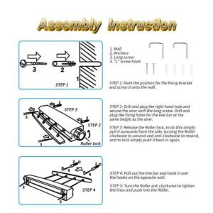 Retractable Folding Clothesline, Drying Rack Telescopic Retractable Clothesline, Indoor Drying Rope Hanger 4 Lines or 5 Lines, Drying Rope Hanger (Size : Fourth line)