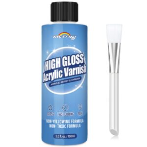 mctrhg gloss varnish for acrylic painting, non-yellowing, non-toxic, anti-crazing, high gloss finish, for artwork, acrylic paint, suitable for pro artists, hobby painter