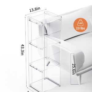 Acrylic Bookcase Cube Storage Bookshelf, Standing Display Bookshelf Floor Standing Bookshelf for Bedroom Living Room (Clear 3cube)