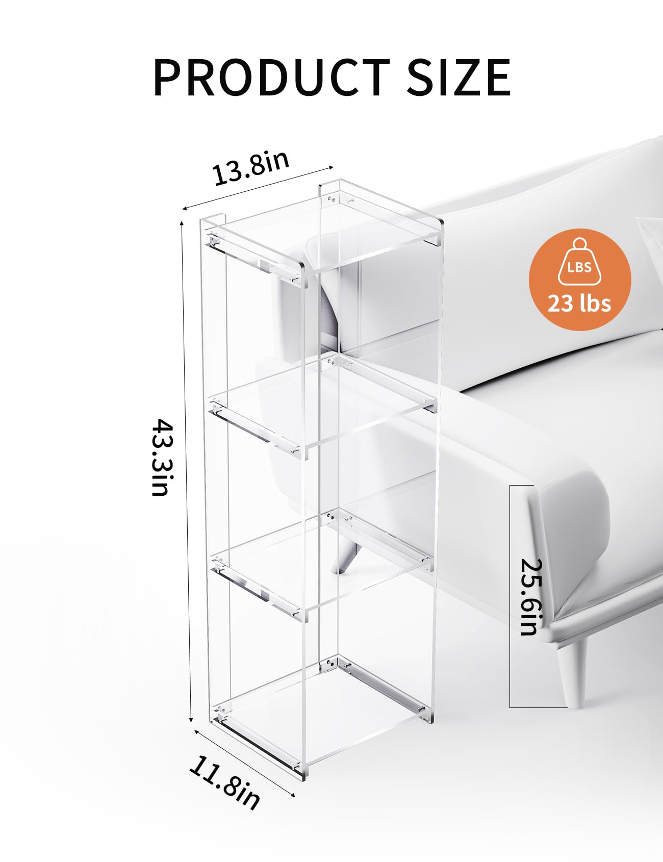 Acrylic Bookcase Cube Storage Bookshelf, Standing Display Bookshelf Floor Standing Bookshelf for Bedroom Living Room (Clear 3cube)