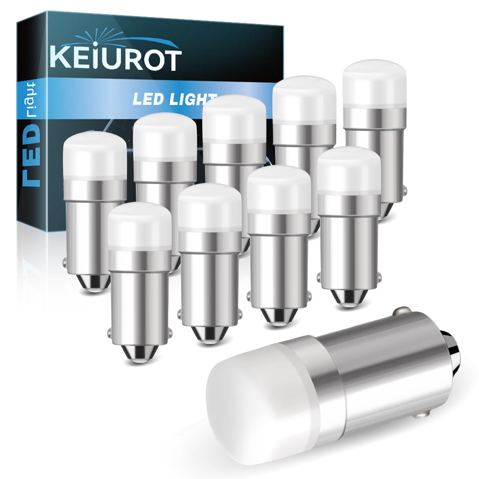 Keiurot 1820 Bulb 1445 1813 1816 1815 757 53 57#313 BA9S Led Bulb 10-30Volt for Lionel Train Light Bulbs, Instrument Indicator Lights, House Number Light Bulb 1818 1819 1895 White 10Pack