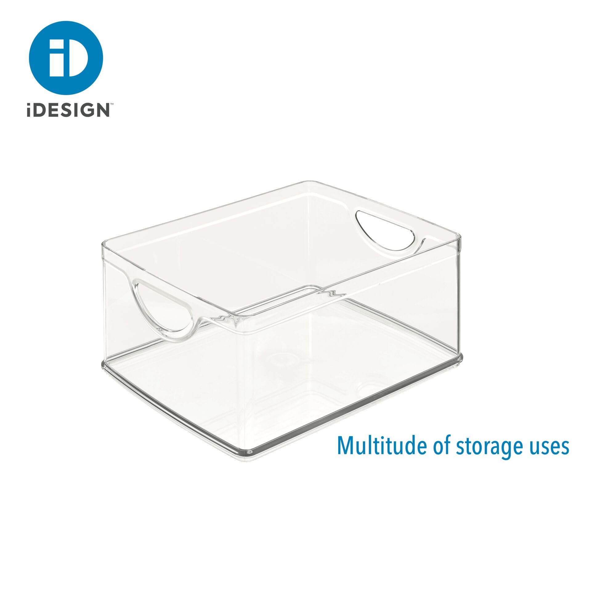 iDesign Recycled Plastic Cabinet and Pantry Storage Bin with Integrated Handles – 10” x 8” x 5”, Clear Bin